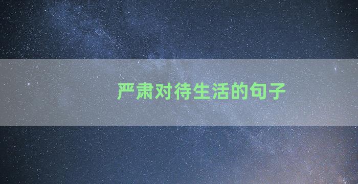 严肃对待生活的句子