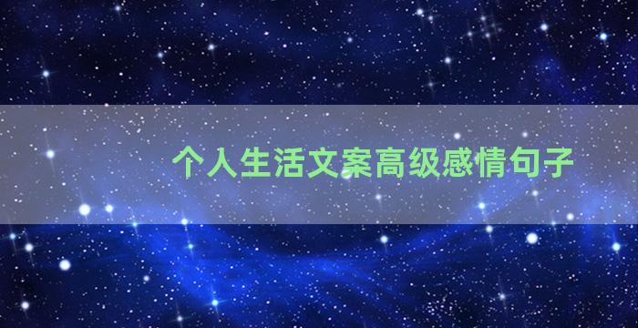 个人生活文案高级感情句子