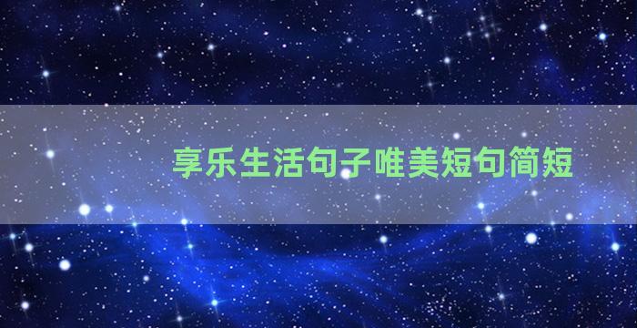 享乐生活句子唯美短句简短