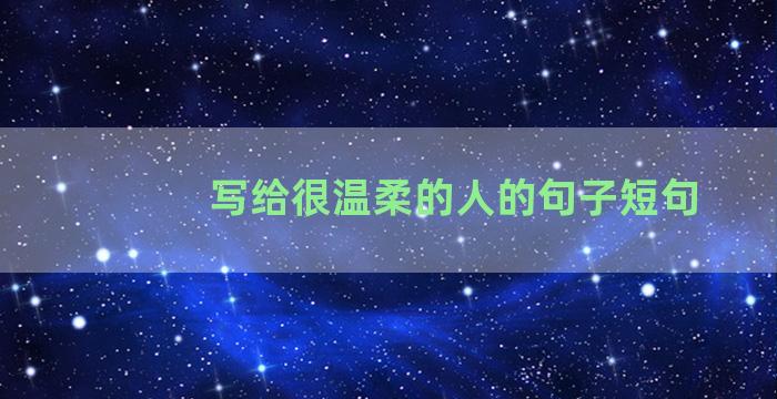 写给很温柔的人的句子短句