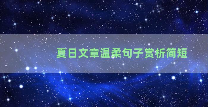 夏日文章温柔句子赏析简短