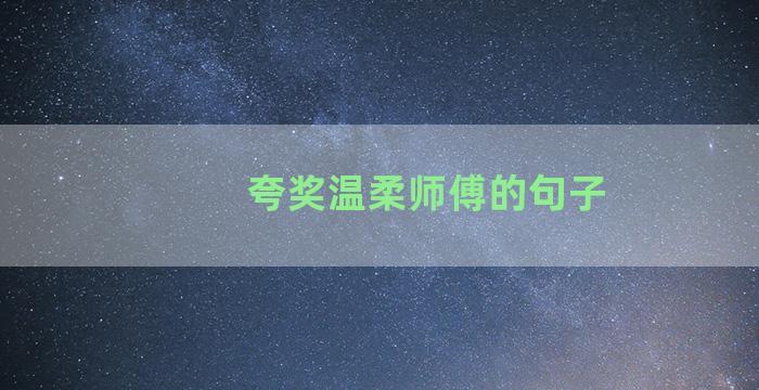 夸奖温柔师傅的句子