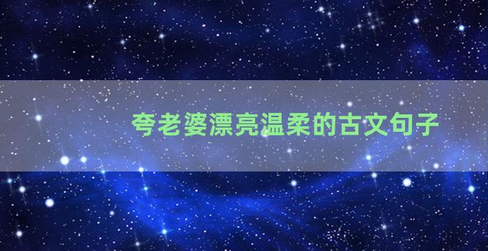 夸老婆漂亮温柔的古文句子