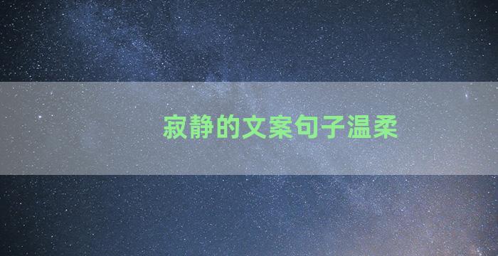 寂静的文案句子温柔