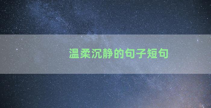 温柔沉静的句子短句